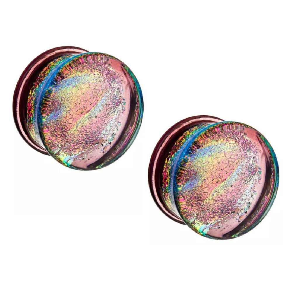 Purple Multicolor Sparkling Swirl Glass Plugs