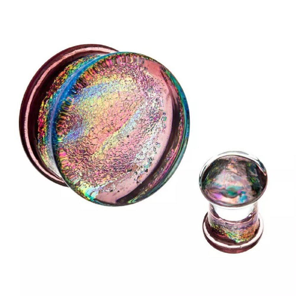Purple Multicolor Sparkling Swirl Glass Plugs