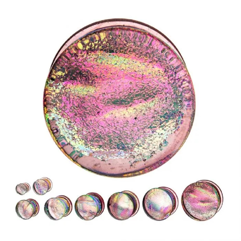 Purple Multicolor Sparkling Swirl Glass Plugs