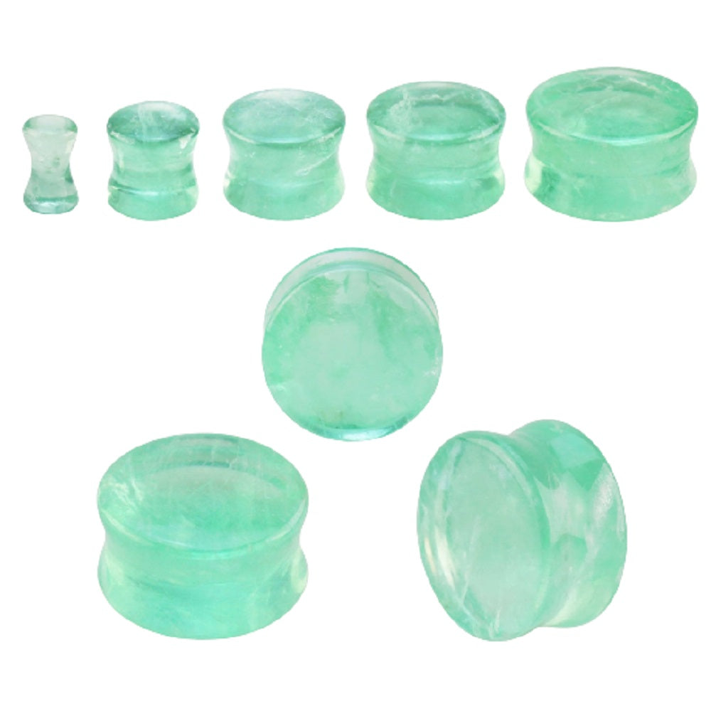 Green Fluorite Stone Double Flared Plugs - Pair