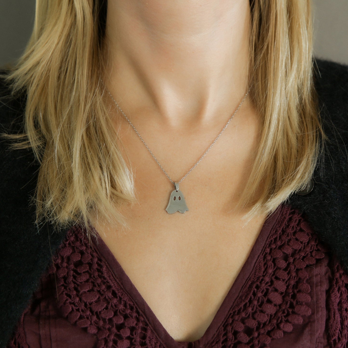 Ghost Pendant Necklace - Stainless Steel