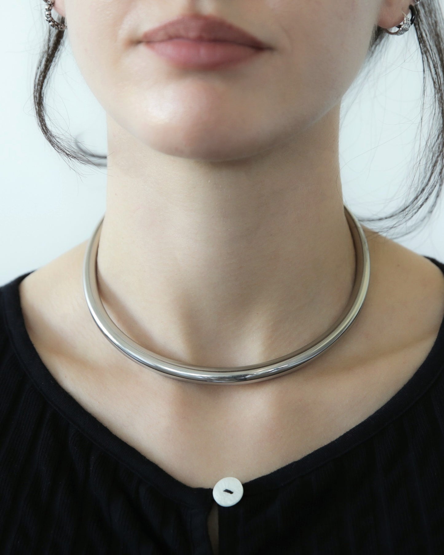 Collar Cuff Choker Necklace - Stainless Steel
