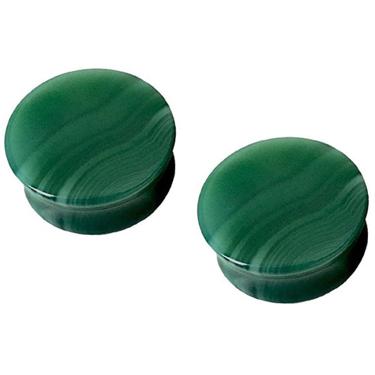 Green Agate Natural Stone Saddle Plugs
 - Pair