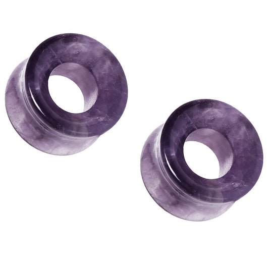 Natural Purple Amethyst Stone Double Flared Tunnels