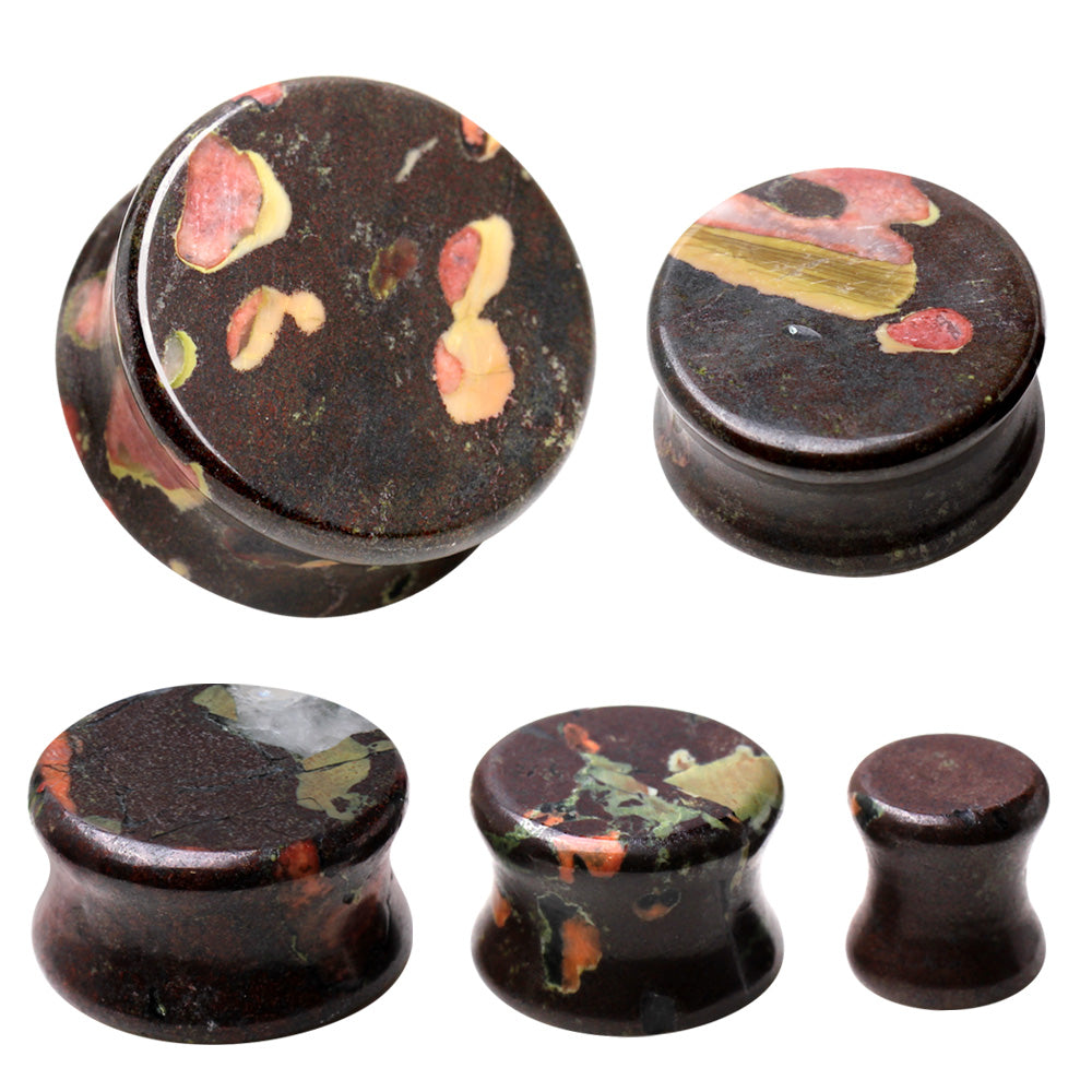 Natural Plum Blossom Jade Stone Saddle Plugs
- Pair