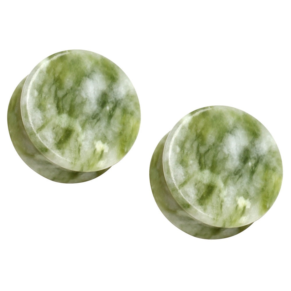 Natural South Jade Stone Saddle Plugs - Pair