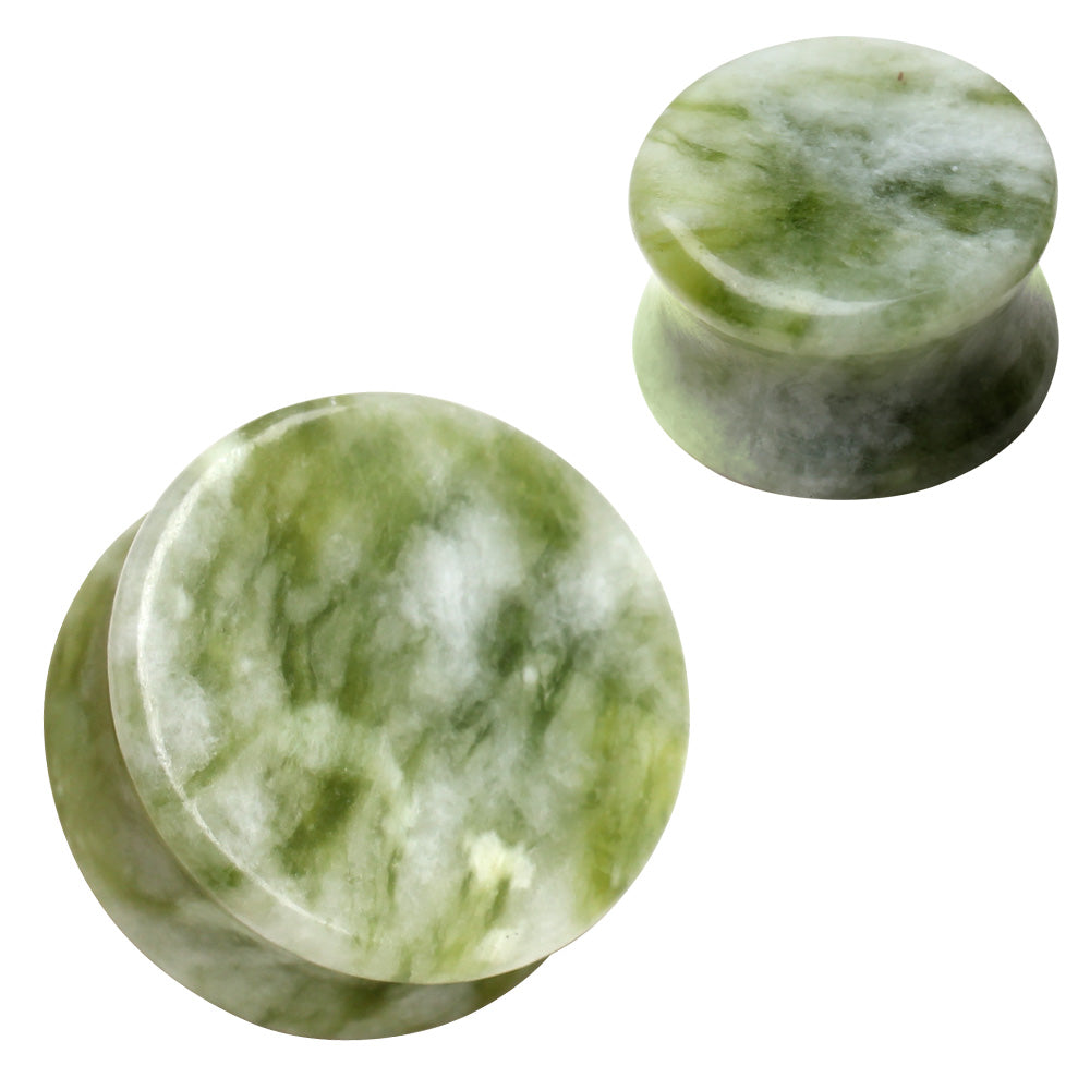 Natural South Jade Stone Saddle Plugs - Pair