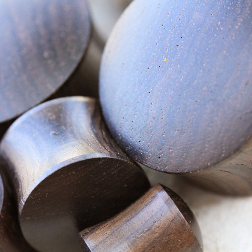 Organic Ebony Wood Double Flared Saddle Plugs - Pair