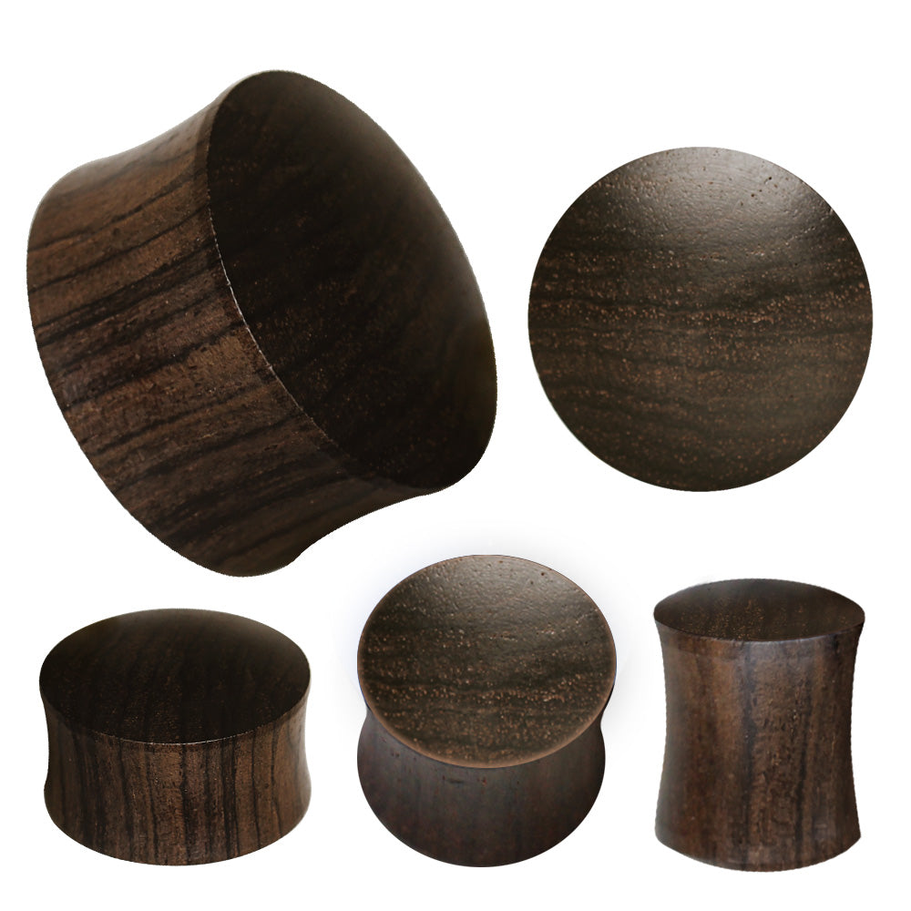 Organic Ebony Wood Double Flared Saddle Plugs - Pair