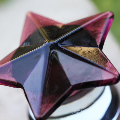 Purple Faceted Star Shaped Glass Flared Plugs - Pair