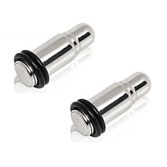 Loose Bullet Solid Plug Gauges with Two Black O-Rings - 316L Stainless Steel - Pair