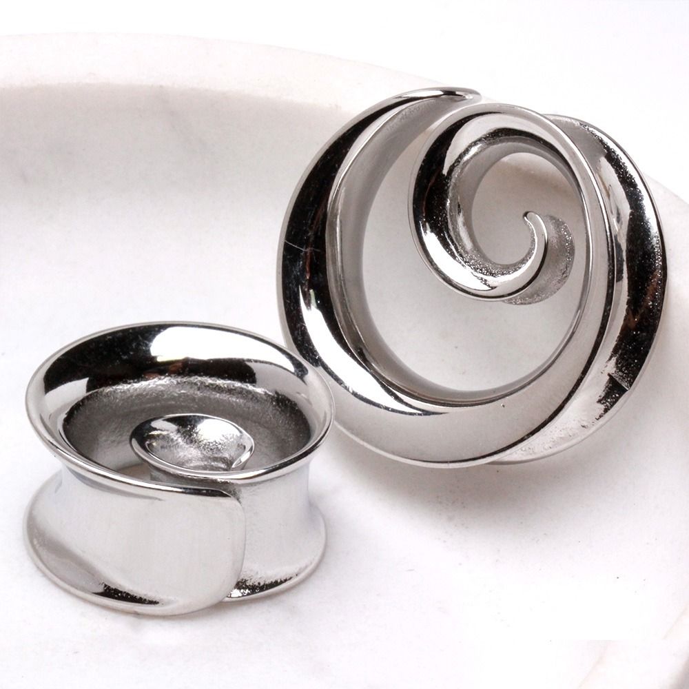 Spiral Double Flared Tunnels - Pair - 316L Stainless Steel