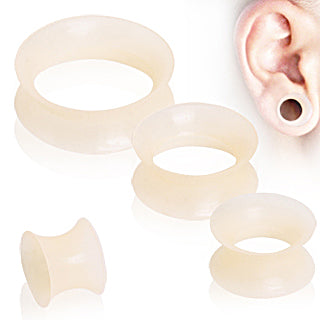 Ultra Thin Silicone Double Flared Flesh Tone Tunnels - Pair