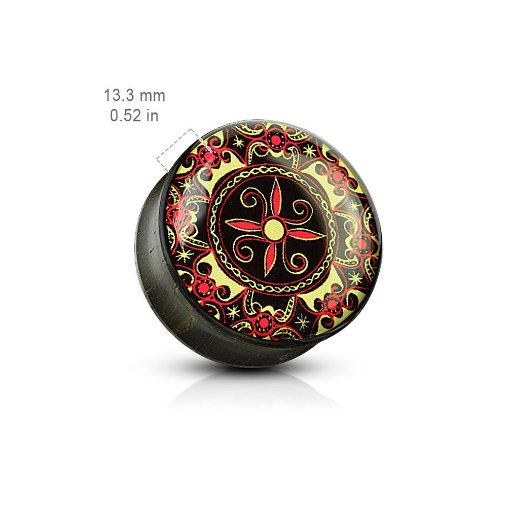 Organic Ebony Wood Inlaid Printed Irish Celtic Pattern Saddle Plug Gauges - Pair