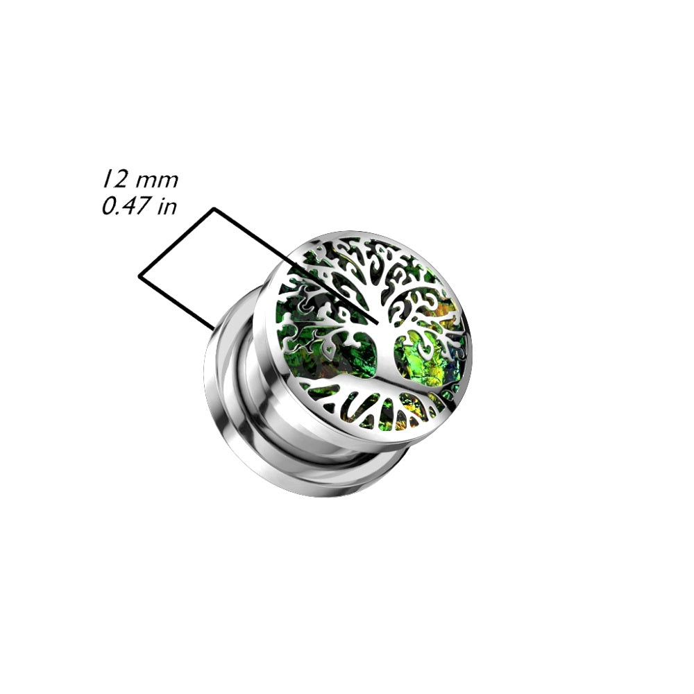Green Opal Glitter Tree of Life Screw Fit Plugs
- 316L Stainless Steel - Pair