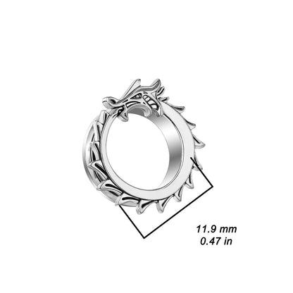 Dragon Wrapped Rim Screw Fit Tunnels - 316L Stainless Steel - Pair