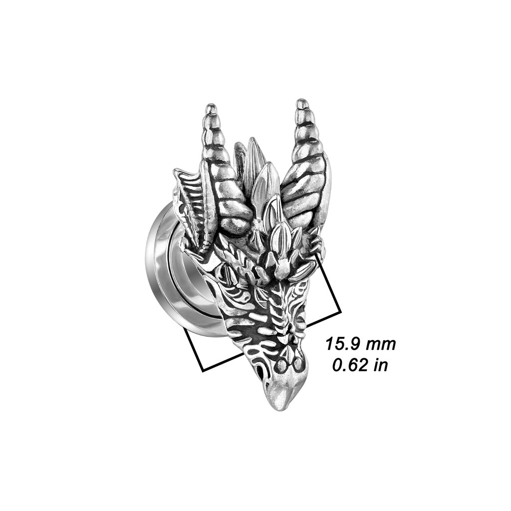 Dragon Head Screw Fit Plugs - 316L Stainless Steel - Pair