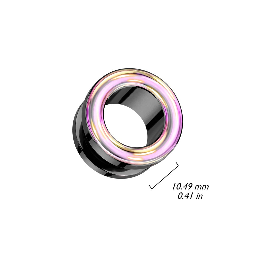 Pink Iridescent Outlined Screw Fit Plugs - Pair - 316L Stainless Steel