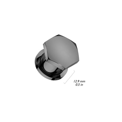 Hexagon Shaped Single Flare Plugs with Metal Ring - Pair - 316L Stainless Steel