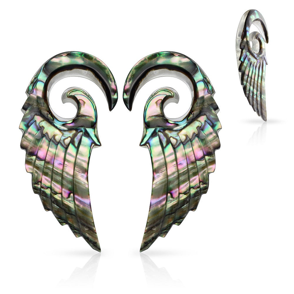 Abalone Angel Wing Hanging Spiral Taper Plugs