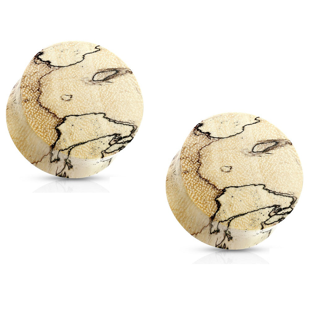 Organic Spalted Tamarind Wood Double Flared Saddle Plug Gauges - Pair