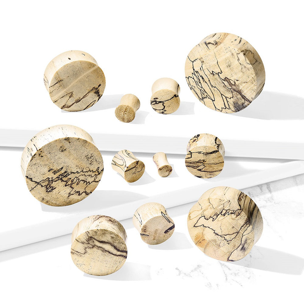 Organic Spalted Tamarind Wood Double Flared Saddle Plug Gauges - Pair