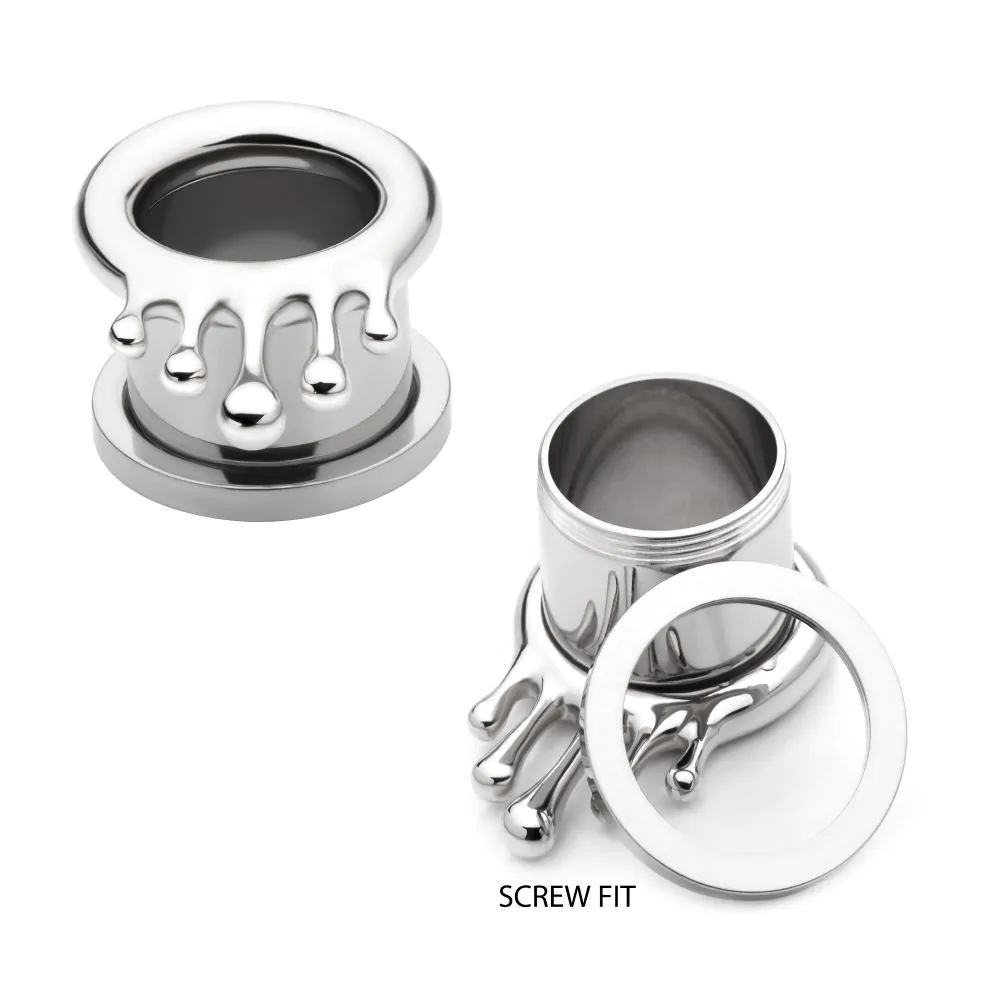 Dripping Design Screw Fit Tunnels - Pair - 316L Stainless Steel
