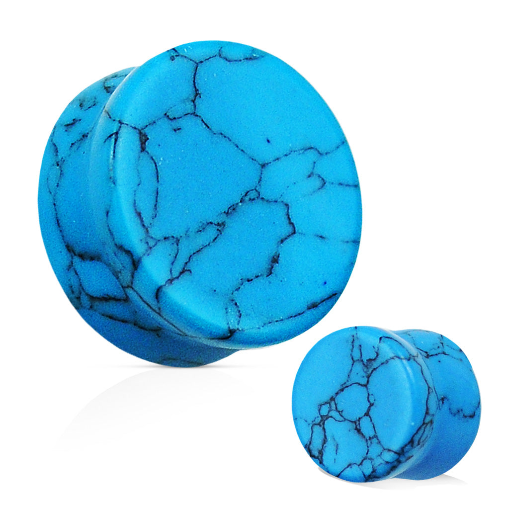 Natural Turquoise Stone Organic Double Flared Plugs
- Pair