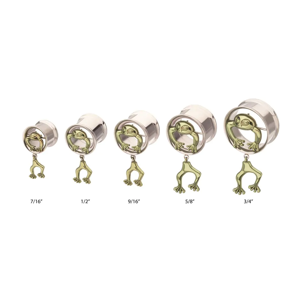 Dangling Frog Double Flared Tunnels - Pair - 316L Stainless Steel