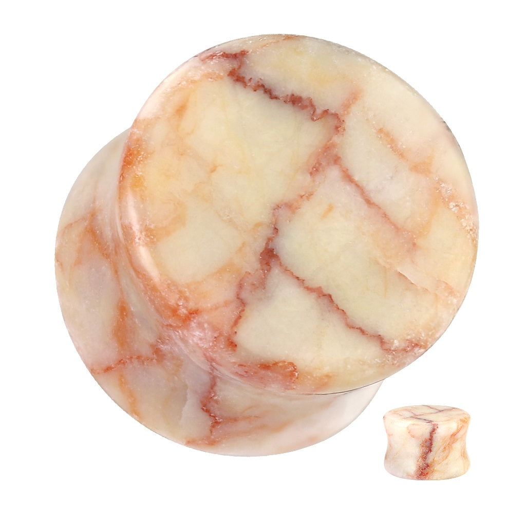 Red Net Jasper Stone Double Flared Plugs - Pair