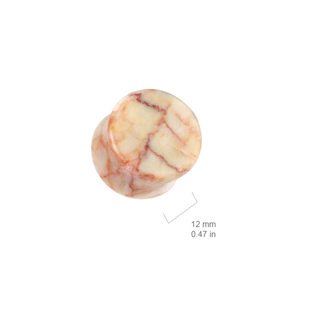 Red Net Jasper Stone Double Flared Plugs - Pair