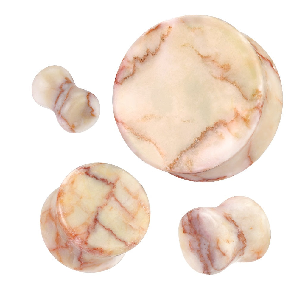 Red Net Jasper Stone Double Flared Plugs - Pair