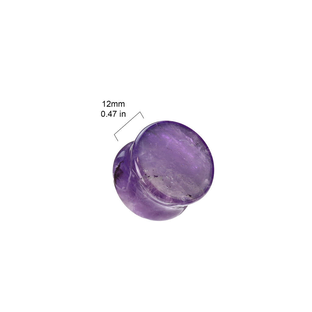 Amethyst Stone Double Flared Plugs - Pair