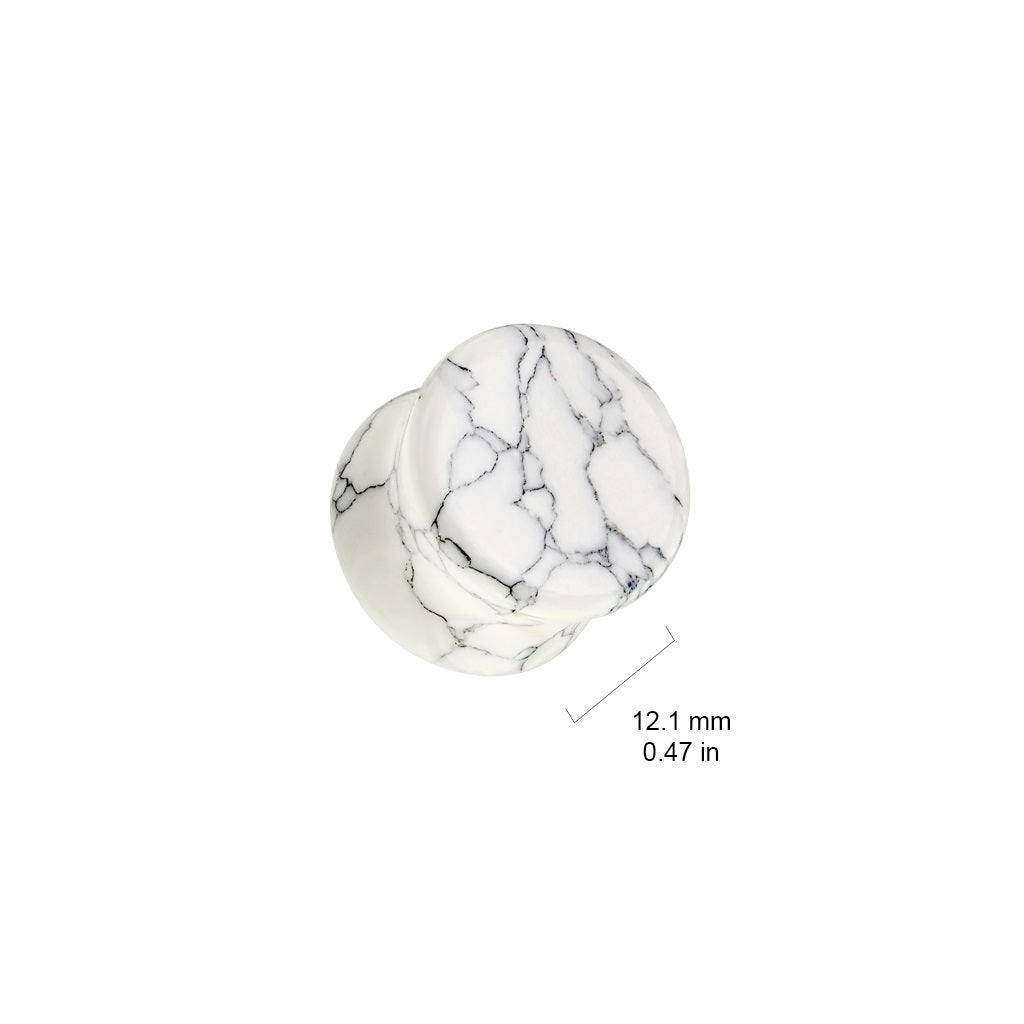 White Turquoise Stone Double Flared Plugs - Pair
