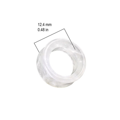 Cloudy Quartz Stone Double Flared Tunnels - Pair