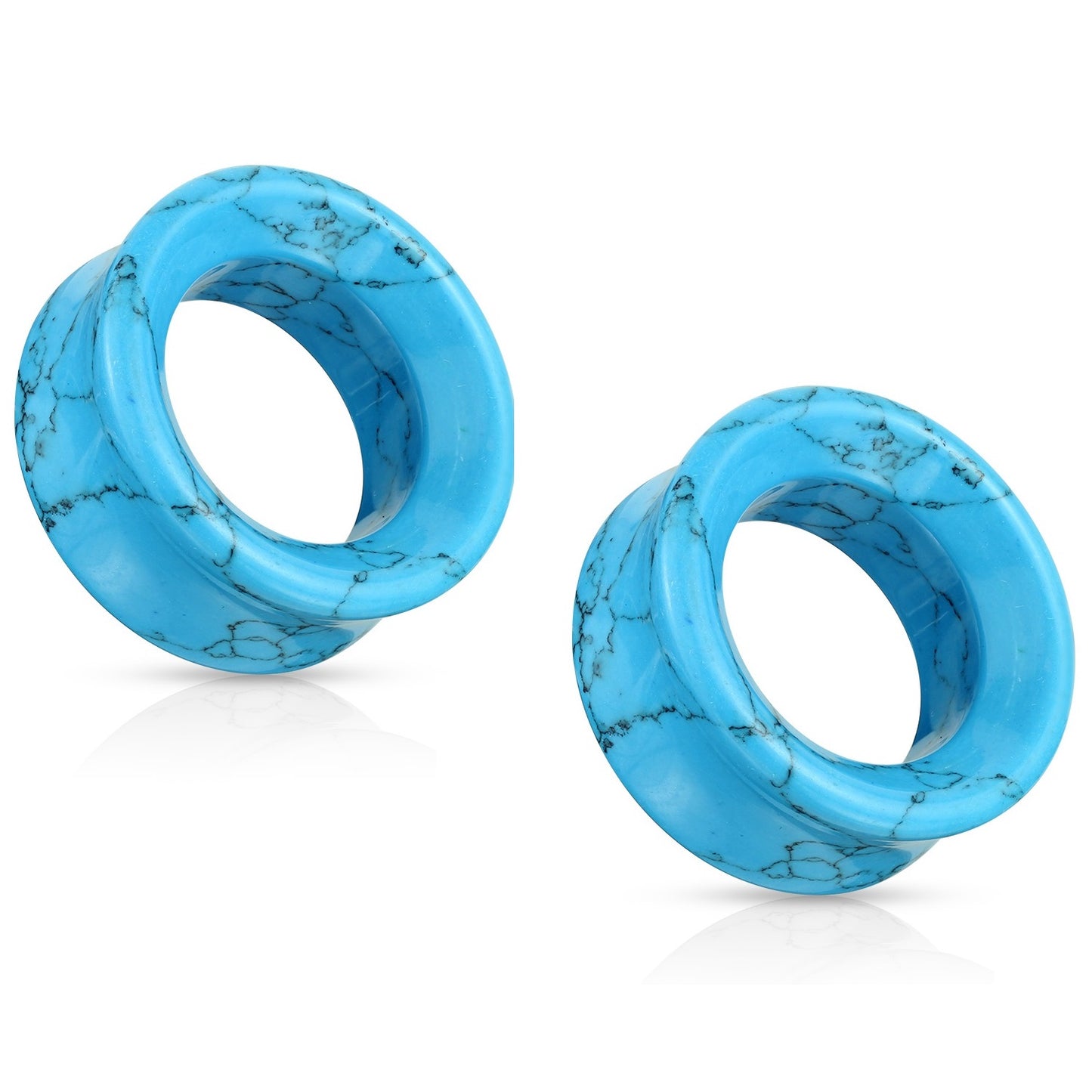 Turquoise Stone Double Flared Saddle Tunnels - Pair