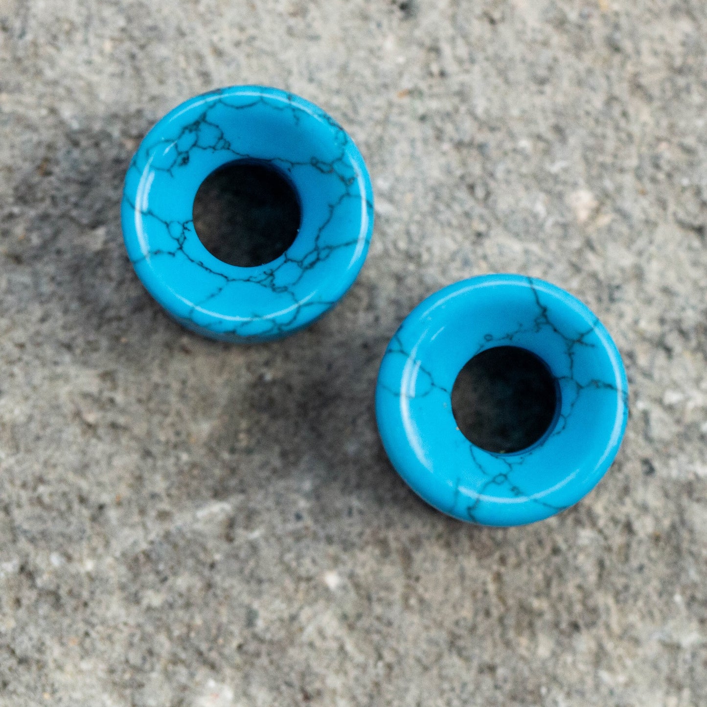 Turquoise Stone Double Flared Saddle Tunnels - Pair