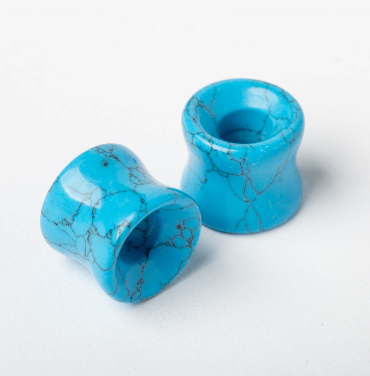 Turquoise Stone Double Flared Saddle Tunnels - Pair