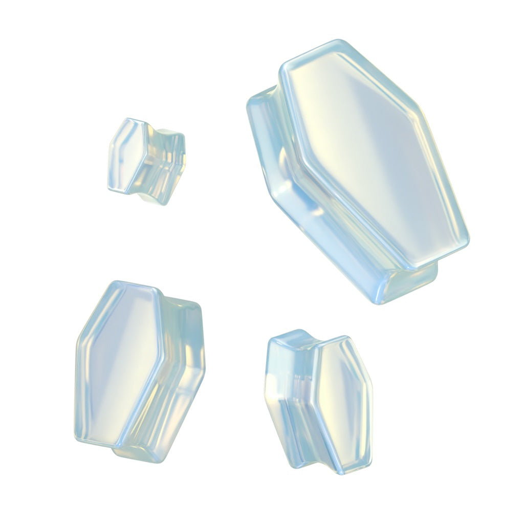 Opalite Stone Coffin Shaped Double Flared Plug Gauges - Pair