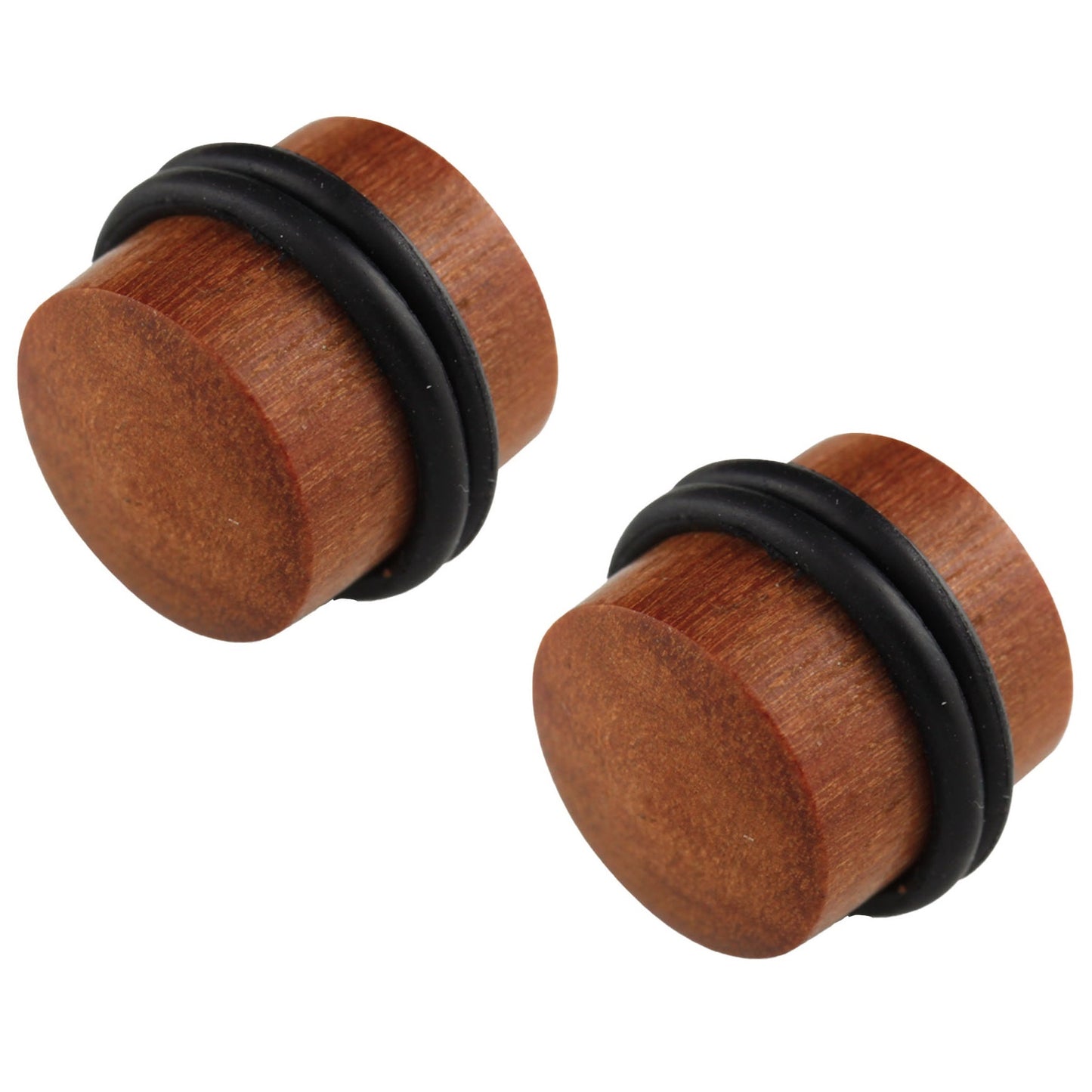 Teak Wood with O-Rings Solid Plugs - Pair