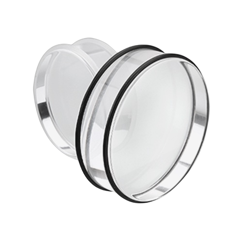Large Gauge Acrylic No Flare Plugs with Black O-Rings - Pair