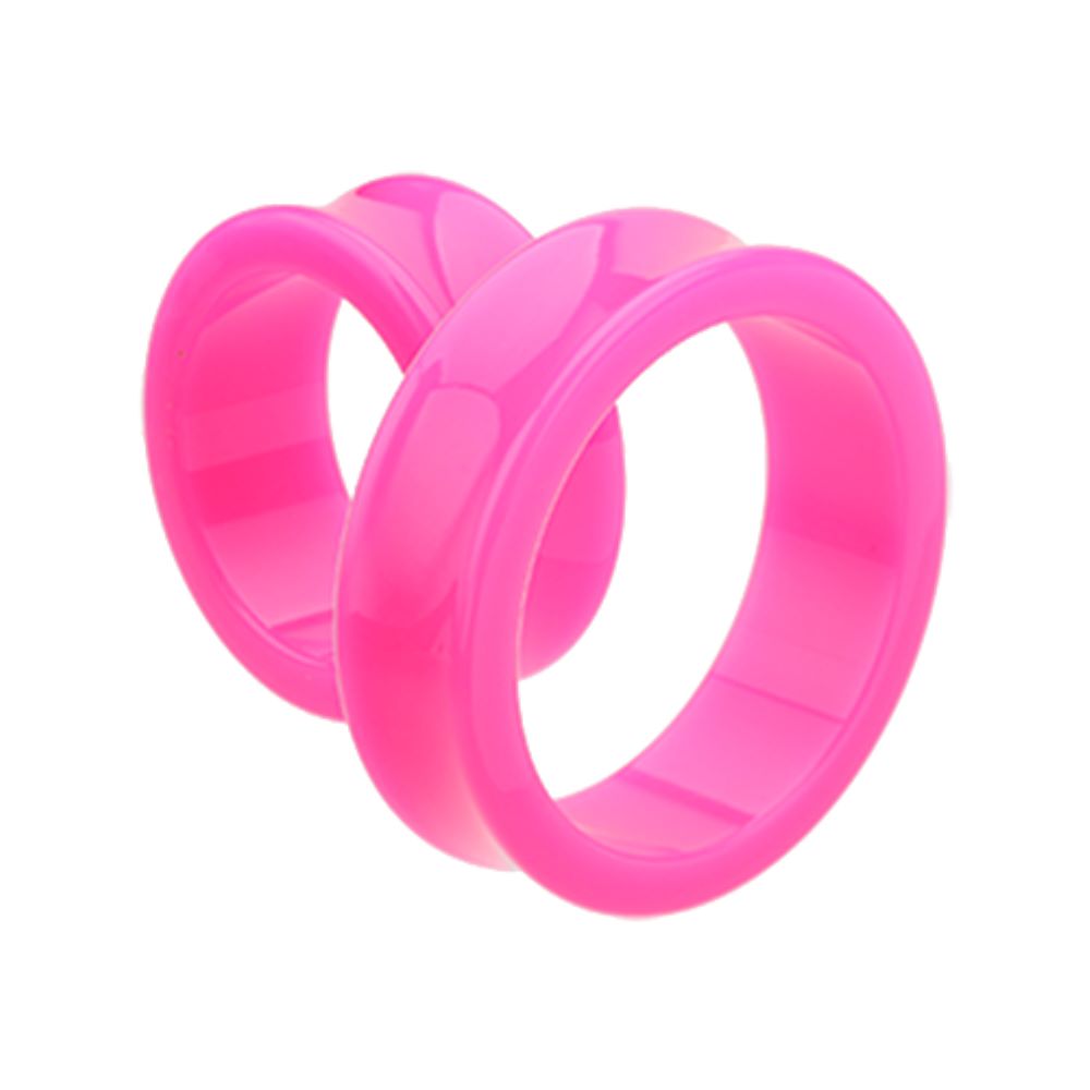 Large Gauge Neon Acrylic Double Flared Tunnels - Pair