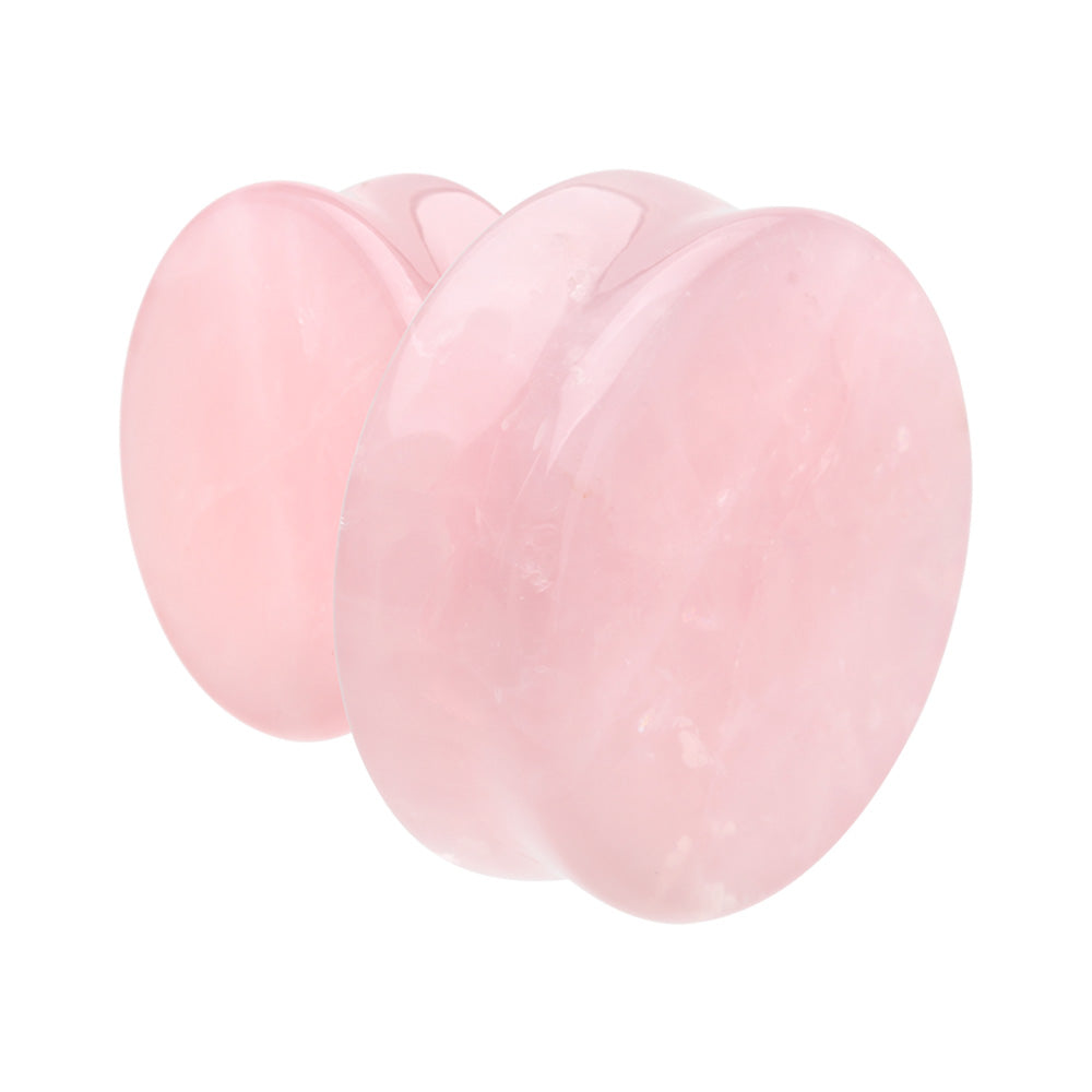Large Gauge Rose Quartz Natural Stone Double Flared Plugs - Pair