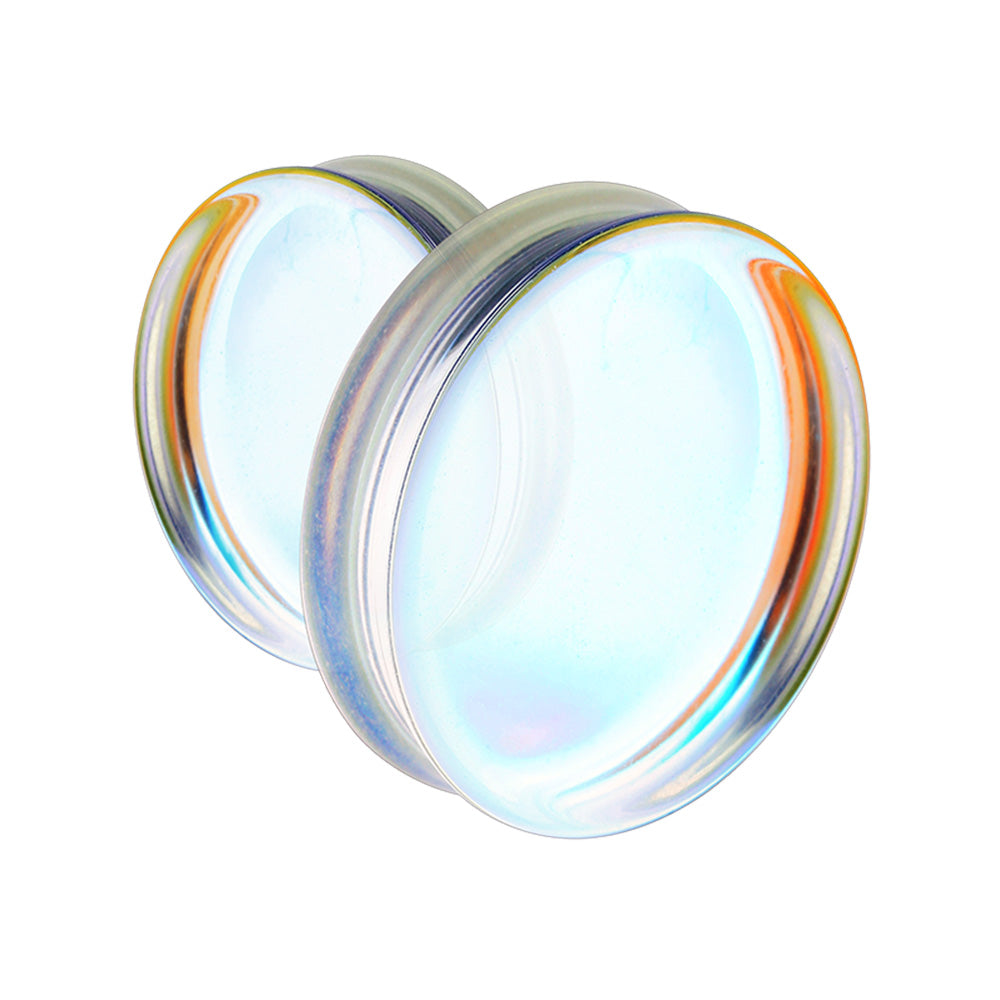 Large Gauge Glass Moonstone Double Flared Plugs - Pair