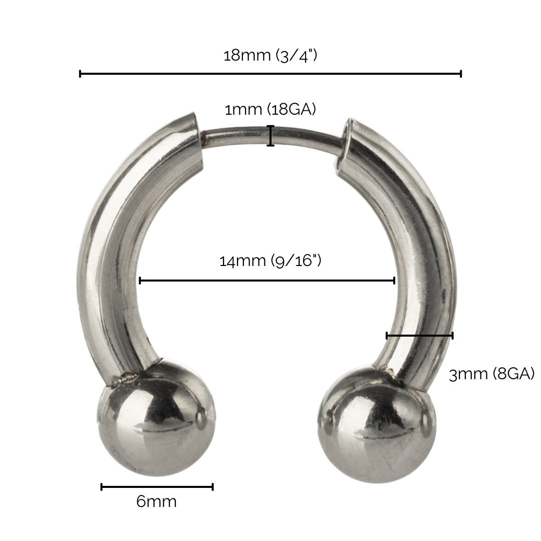Faux Stretched 8GA Horseshoe Barbell Earrings - Pair - Stainless Steel