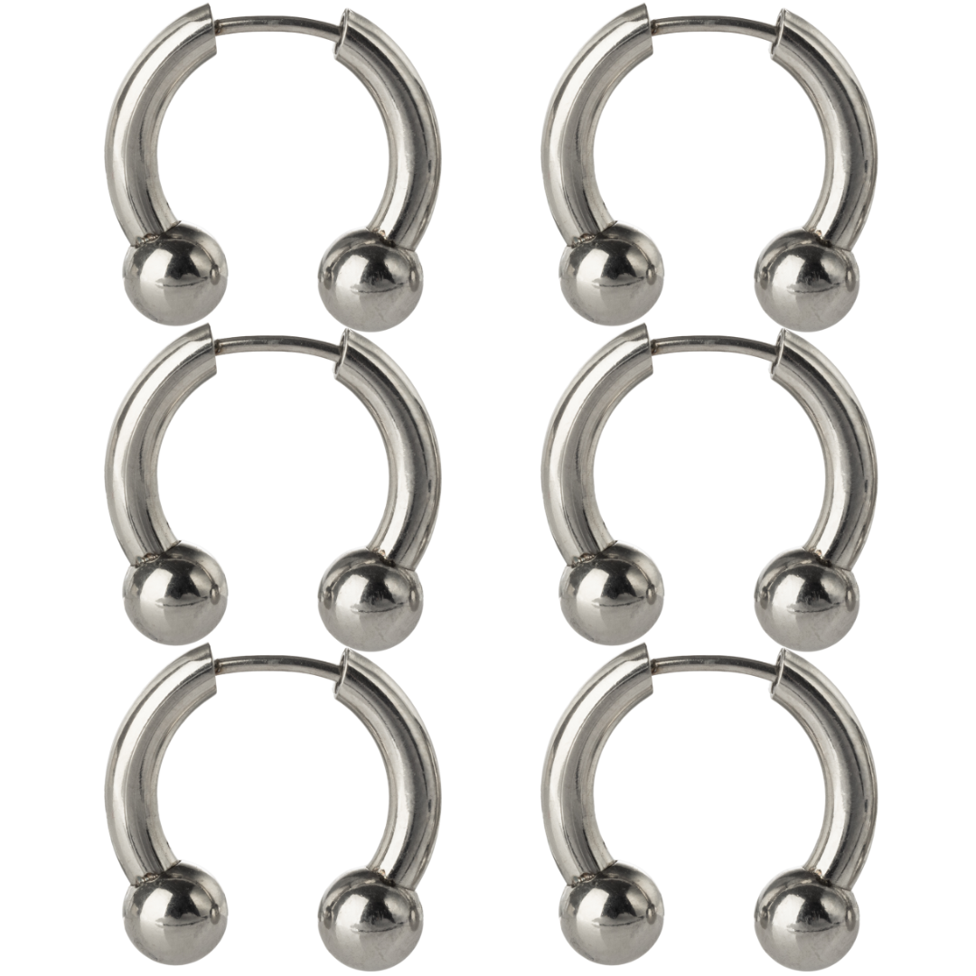 Faux Stretched 8GA Horseshoe Barbell Earrings - Pair - Stainless Steel