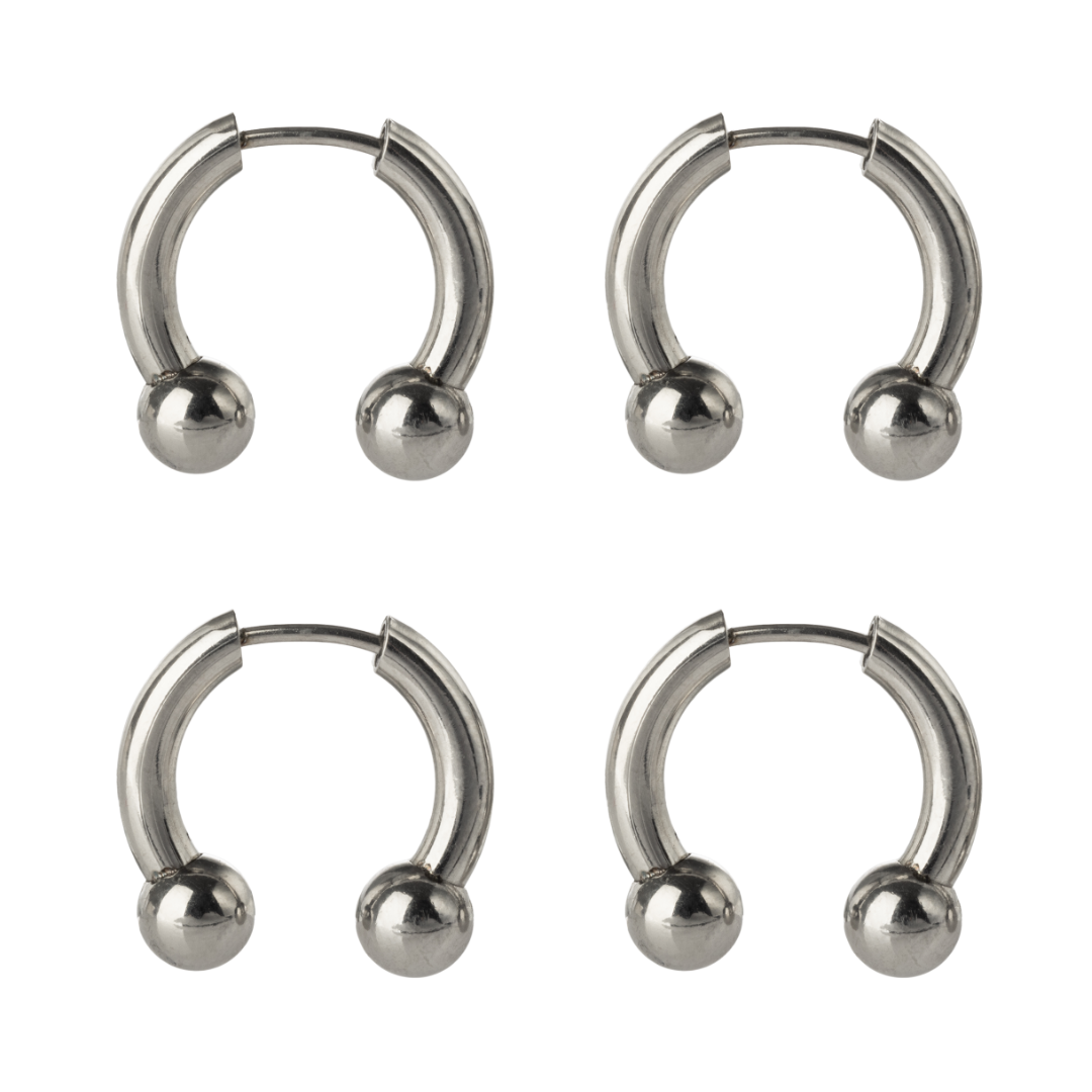 Faux Stretched 8GA Horseshoe Barbell Earrings - Pair - Stainless Steel
