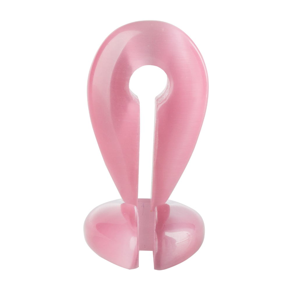 Pink Cat's Eye Stone Keyhole Hanging Ear Weights - Pair