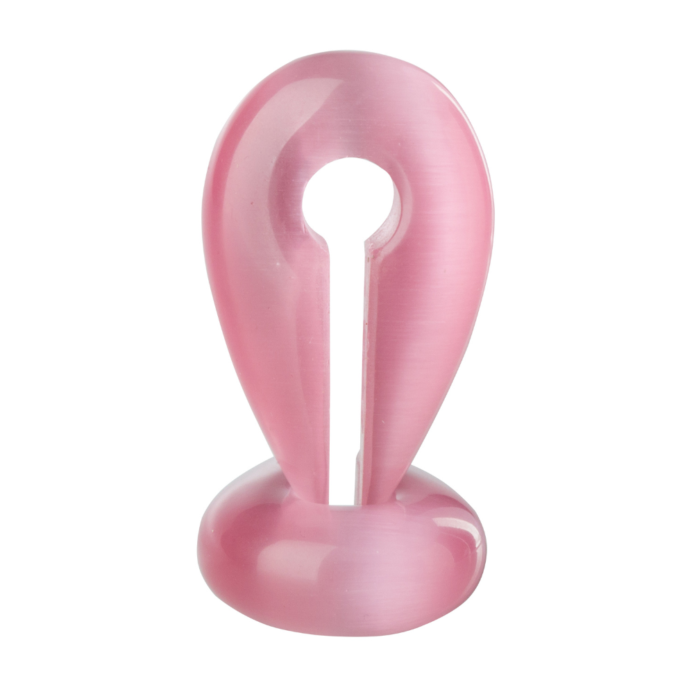Pink Cat's Eye Stone Keyhole Hanging Ear Weights - Pair