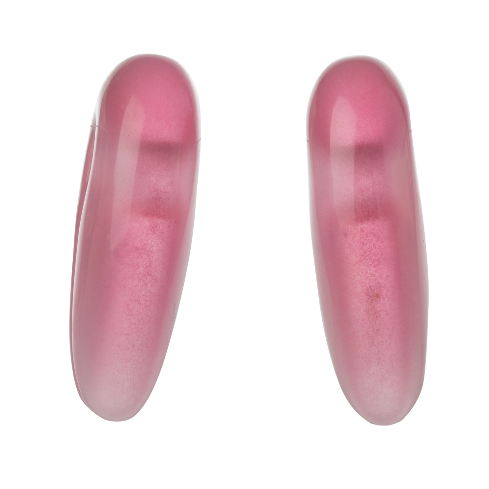 Pink Cat's Eye Stone Keyhole Hanging Ear Weights - Pair